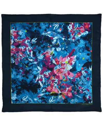 Ralph Lauren Abstract Floral Square Scarf In Blue
