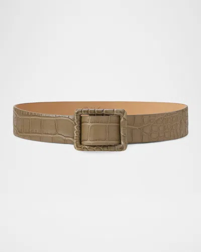 Ralph Lauren Abstract Plaque Buckle Leather Belt In Brown