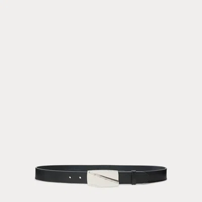Ralph Lauren Abstract-plaque-buckle Leather Belt In Black