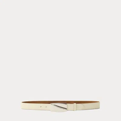 Ralph Lauren Abstract-plaque-buckle Leather Belt In Lux Cream In Neutral