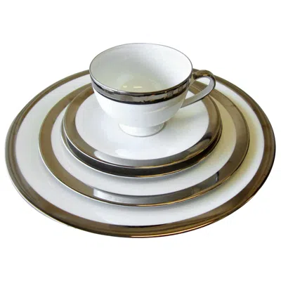 Pre-owned Ralph Lauren Academy Platinum Dinnerware, 4 Place Settings Set In Gray