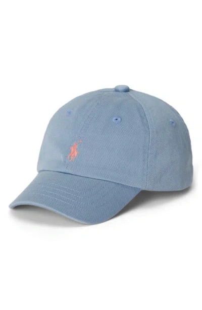 Ralph Lauren Babies'  Adjustable Cotton Chino Baseball Cap In Blue