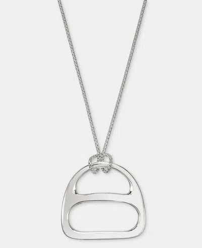 Ralph Lauren Adjustable Slider Equestrian Pendant Necklace In Sterling Silver In Gray
