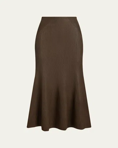 Ralph Lauren Adrianna Foiled Rib-knit Sweater Skirt In Portobello