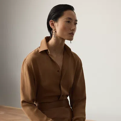 Ralph Lauren Adrien Relaxed Fit Crepe Georgette Shirt