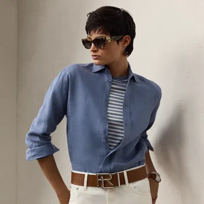 Ralph Lauren Adrien Relaxed Fit Linen Shirt In Cornflower In Blue