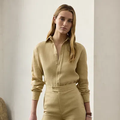 Ralph Lauren Adrien Relaxed Fit Linen Shirt In Light Sand