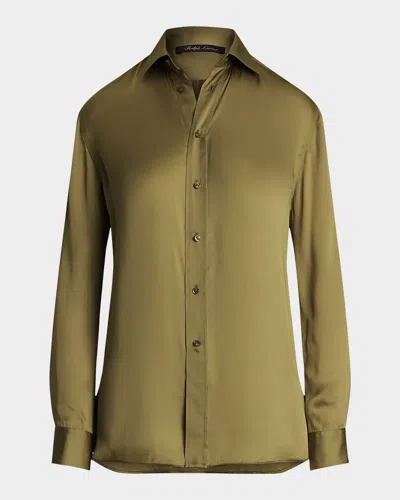 Polo Ralph Lauren Adrien Relaxed Fit Silk Charmeuse Shirt In Dusty Sage