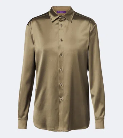 Ralph Lauren Adrien Satin Shirt In Green