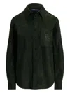 Ralph Lauren Tyler Debossed Suede Overshirt In Green