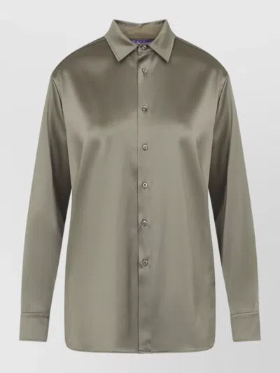 Ralph Lauren Collection Adrien Shirt In Satin Acetate Blend In Green