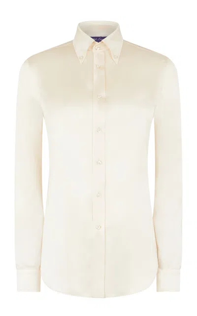 Polo Ralph Lauren Adrien Stretch-silk Charmeuse Shirt In Off-white