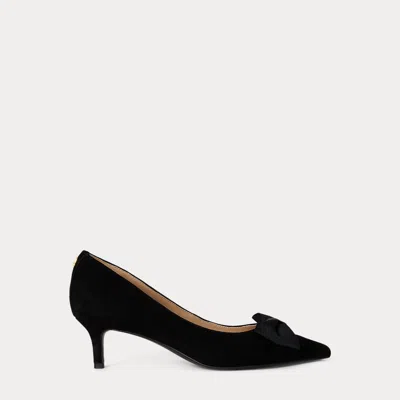 Ralph Lauren Adrienne Bow-trim Suede Pump In Black