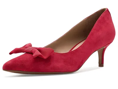 Ralph Lauren Adrienne Bow-trim Suede Pumps In Red