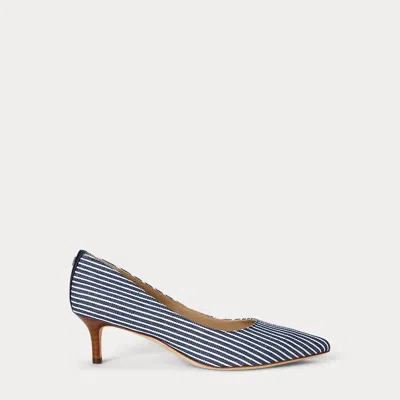 Ralph Lauren Adrienne Striped Canvas Pump In Refined Navy/natural