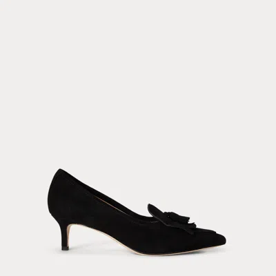 Ralph Lauren Adrienne Suede Kiltie Pump In Black