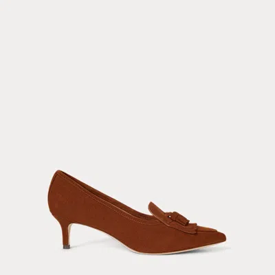 Ralph Lauren Adrienne Suede Kiltie Pump In Brown