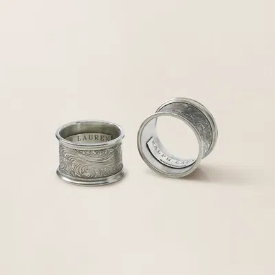 Ralph Lauren Aidan Napkin Ring Set In Pewter In Silver