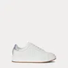 Ralph Lauren Ainsley Metallic-trim Leather Sneaker In Snow White/silver