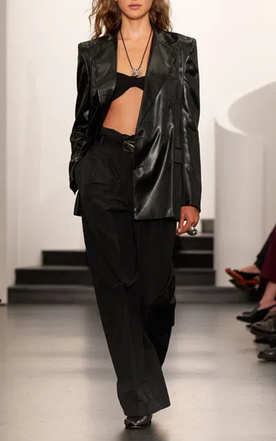 Ralph Lauren Alanna Cotton-blend Straight-leg Pants In Black