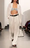 Ralph Lauren Alanna Linen-blend Straight-leg Pants In White
