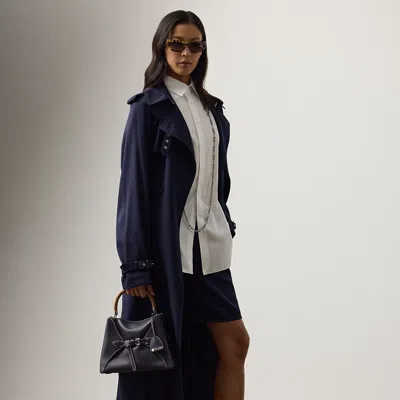 Ralph Lauren Alecia Wool-blend Gabardine Trench Coat In Black