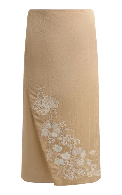 Ralph Lauren Alexandrea Wrap Midi Skirt In Nude
