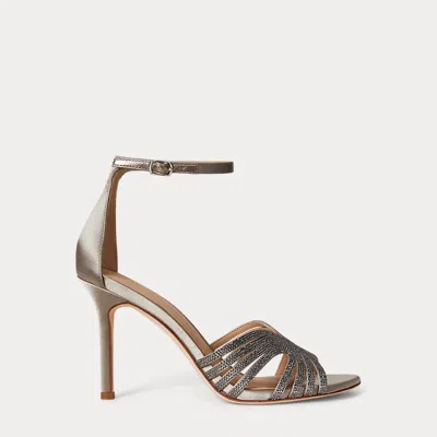 Ralph Lauren Allie Embellished Multistrap Sandal In Gray