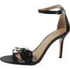 Ralph Lauren Allie Flower Womens Applique Leather Ankle Strap In Black