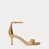 Ralph Lauren Allie Mid-heel Metallic Embossed Sandal In Gold