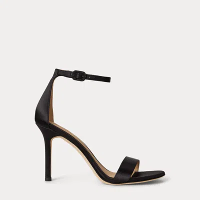 Ralph Lauren Allie Pavé-buckle Satin Sandal In Black