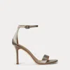 Ralph Lauren Allie Pavé-buckle Satin Sandal In Brown