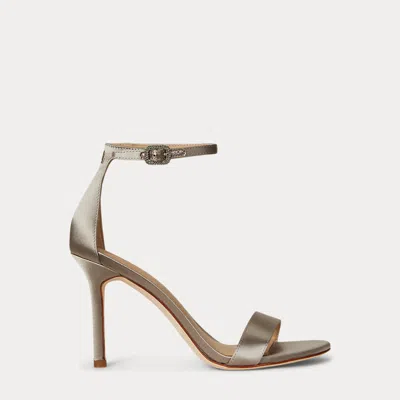Ralph Lauren Allie Pavé-buckle Satin Sandal In Brown