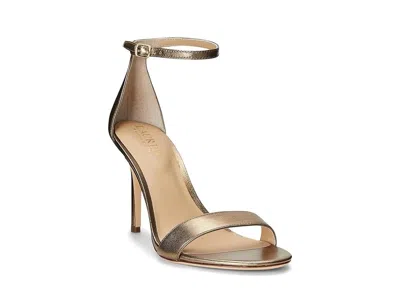 RALPH LAUREN ALLIE SANDALS WOMEN'S GOLD ANKLE STRAP SLEEK HEEL ZPO3911