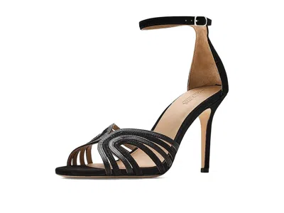 Ralph Lauren Allie Suede Leather Strap Sandals In Black
