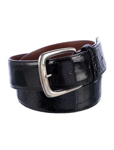 Pre-owned Ralph Lauren Alligator Belt In Black