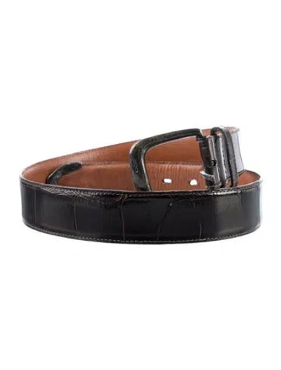 Pre-owned Ralph Lauren Alligator Belt In Black