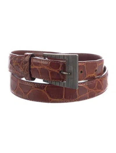 Pre-owned Ralph Lauren Alligator Belt In Brown