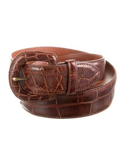 Pre-owned Ralph Lauren Alligator Belt In Brown