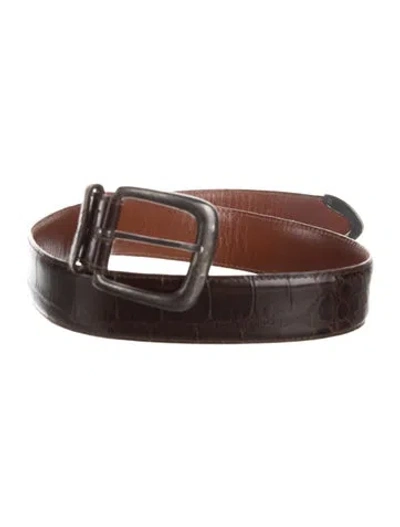 Pre-owned Ralph Lauren Alligator Belt In Brown