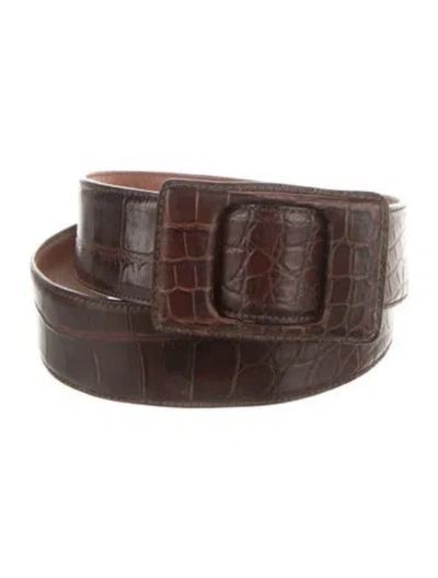 Pre-owned Ralph Lauren Alligator Belt In Brown