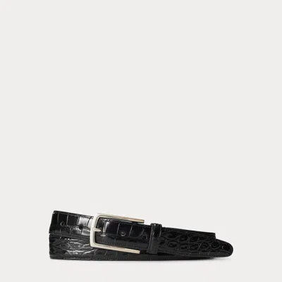 Ralph Lauren Alligator Belt In Black