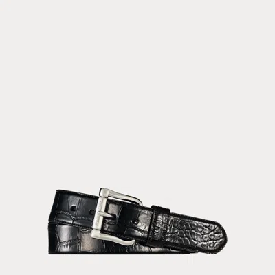 Ralph Lauren Alligator Belt In Black
