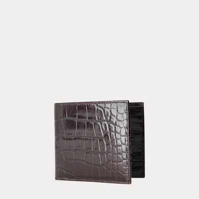 Ralph Lauren Alligator Billfold Wallet In Dark Brown