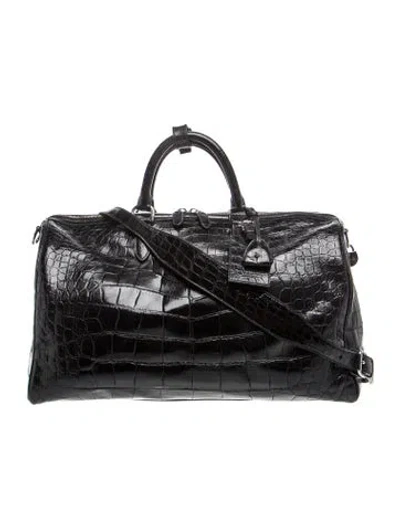 Pre-owned Ralph Lauren Alligator Boston Large In Black