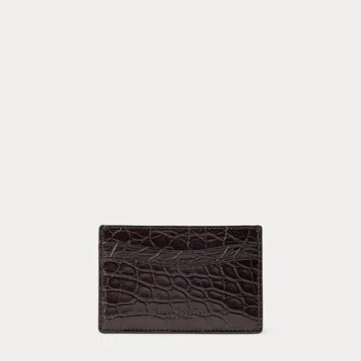 Ralph Lauren Alligator Card Case In Dark Brown