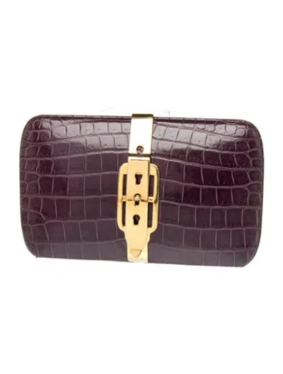 Pre-owned Ralph Lauren Alligator Clutch In Purple