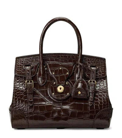 Ralph Lauren Alligator Leather Ricky 27 Top-handle Bag In Brown