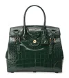 Ralph Lauren Alligator Leather Ricky 33 Top-handle Bag In Green