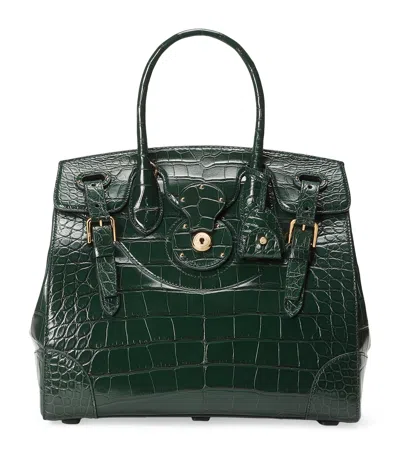 Ralph Lauren Alligator Leather Ricky 33 Top-handle Bag In Green